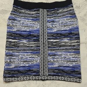 Parker Blue and Black Geometric Pencil Skirt